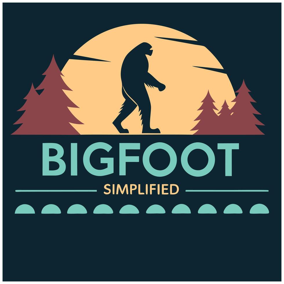 Bigfoot Simplified - Funny Sasquatch Silhouette T-Shirt Design vector