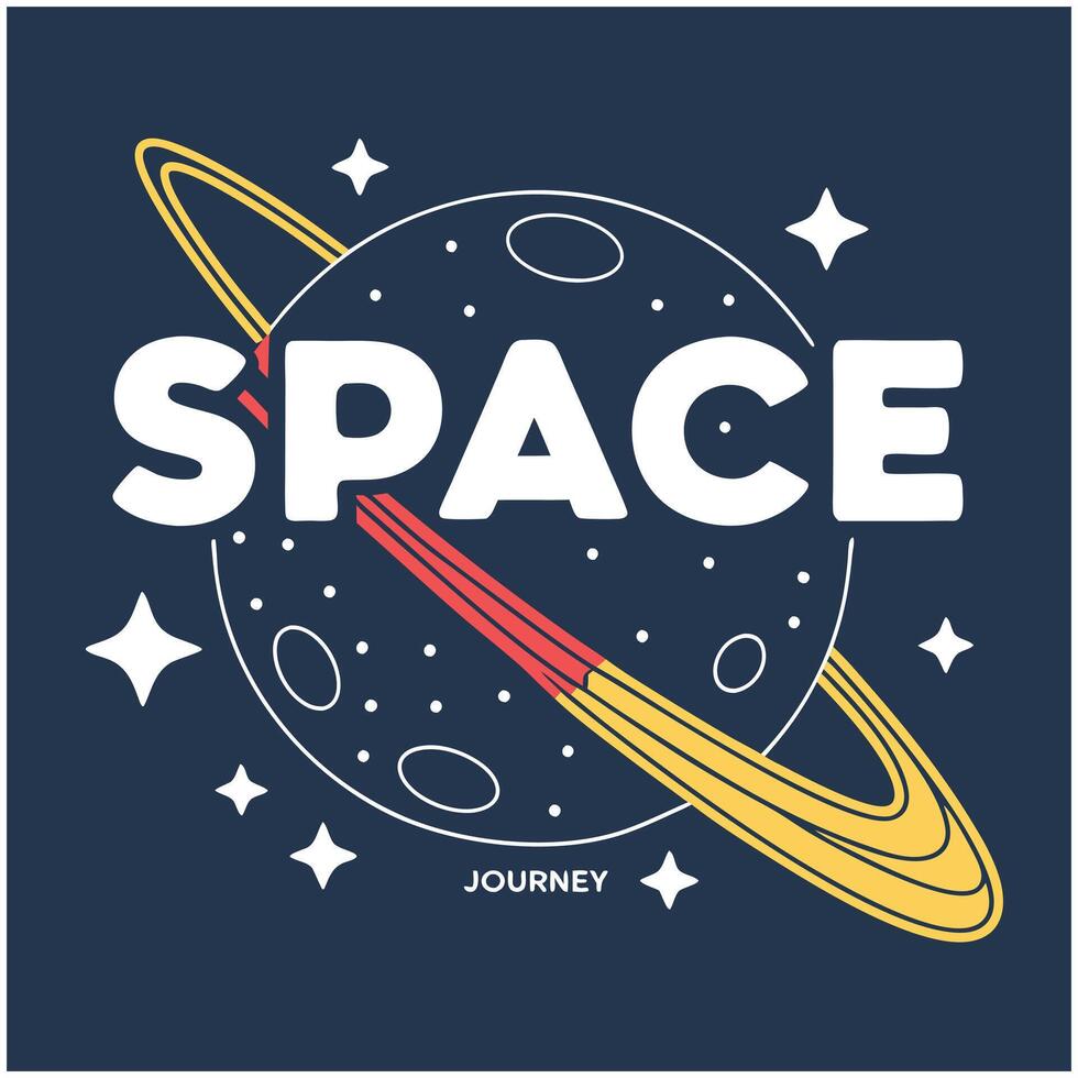 Space Journey - Astronaut and Planet T-Shirt Design vector