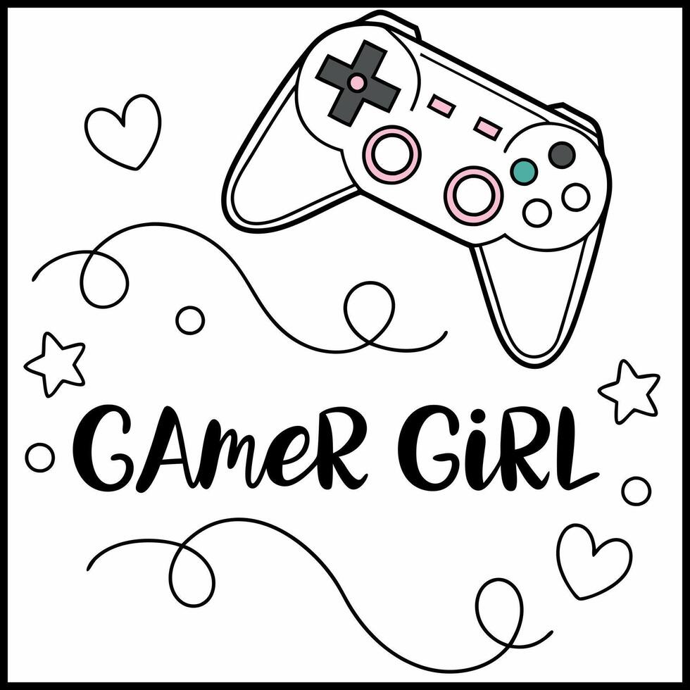 Gamer Girl - Cute Game Lover T-Shirt Design vector