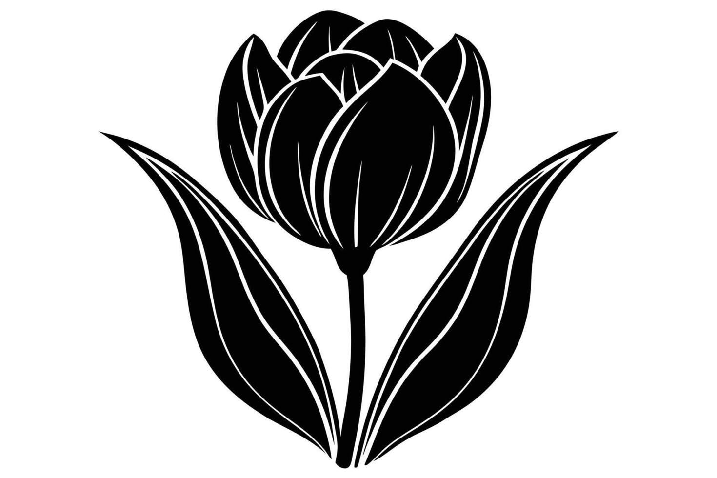 A black and white tulip illustration vector