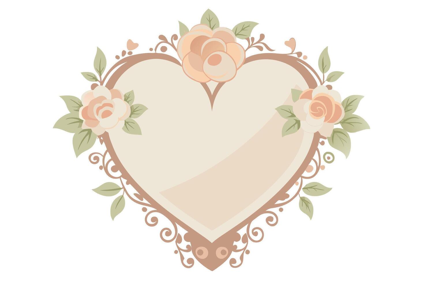 Romantic heart-shaped frame adorned with delicate floral design. vector