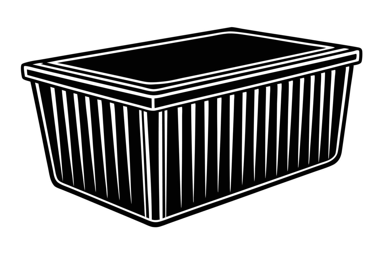 illustration of a black plastic storage bin. vector