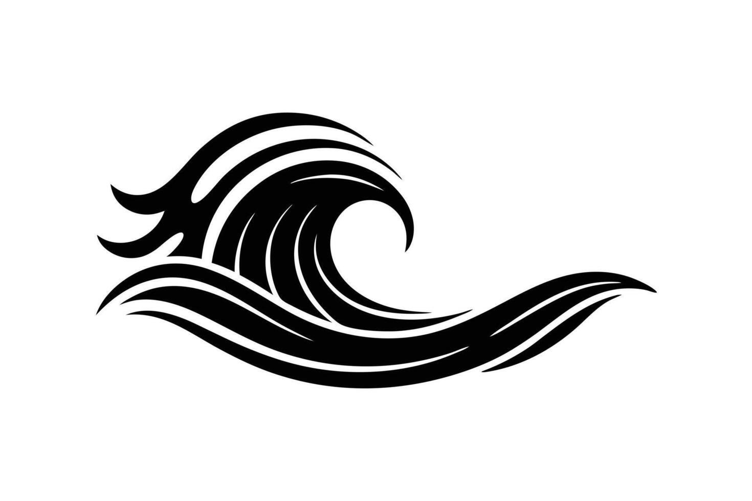 A Black and White Ocean Wave Design vector