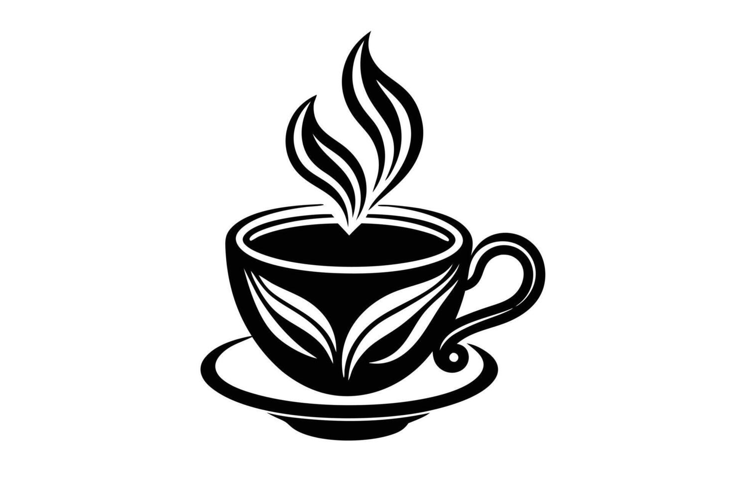 Stylish black and white coffee cup graphic. vector