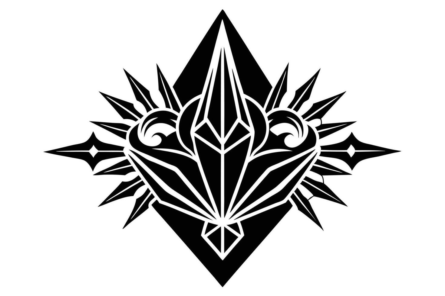 Intricate Black and White Symbol Design for Tattoo or Graphic vector