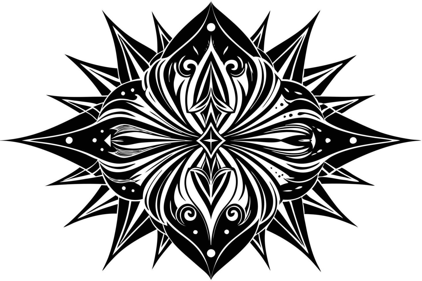 Intricate black and white mandala design for tattoos or prints vector