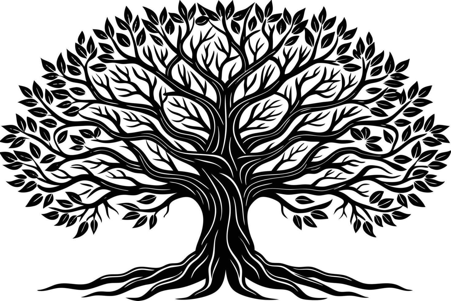 Black and White Tree of Life Illustration vector