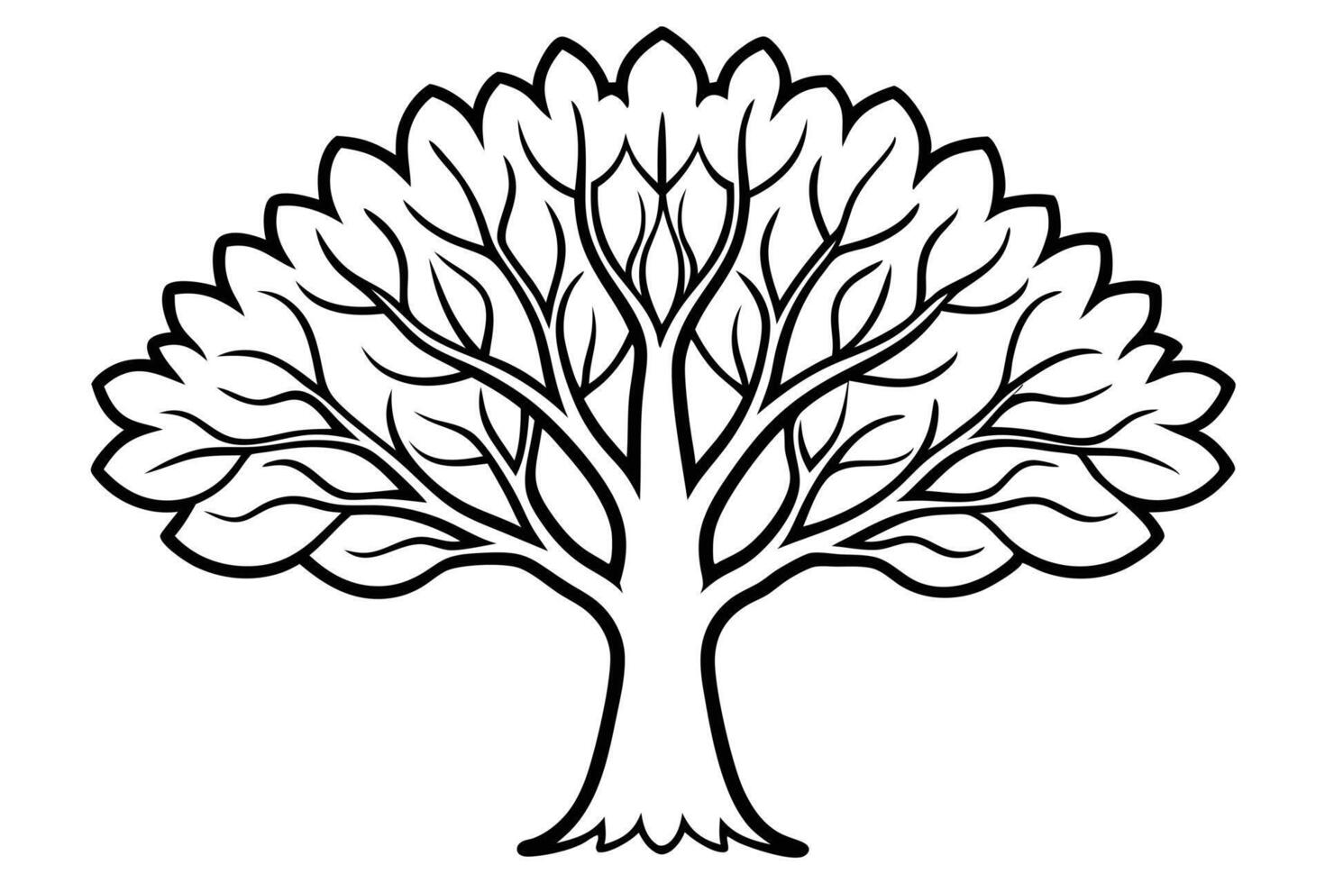 Elegant black and white tree graphic design. vector