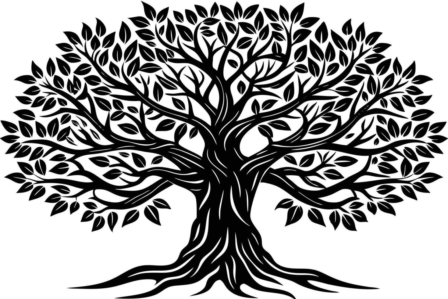 Majestic Black and White Tree of Life Illustration vector