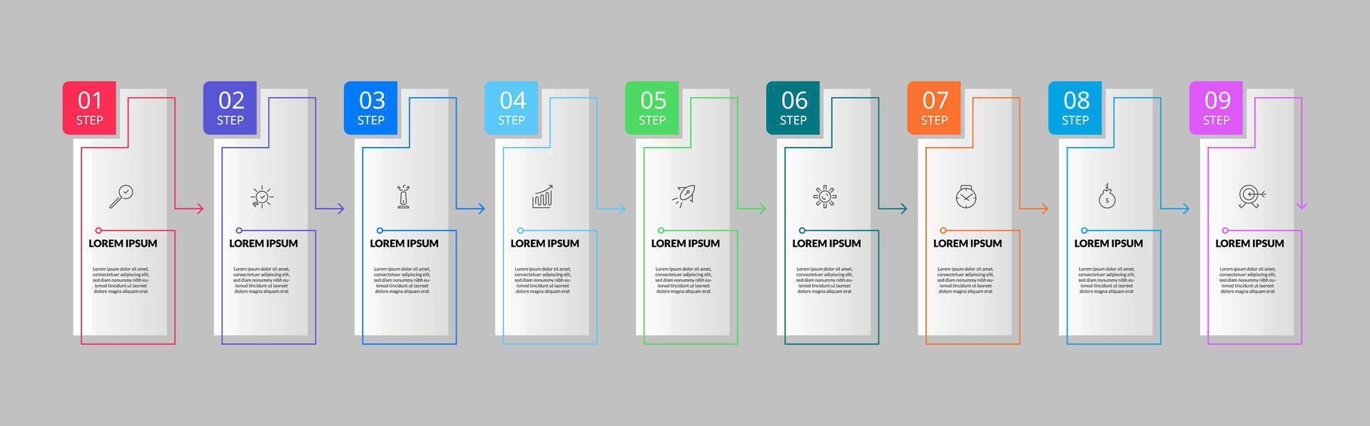 Infographic design business template with icons and 9 nine options or steps. vector
