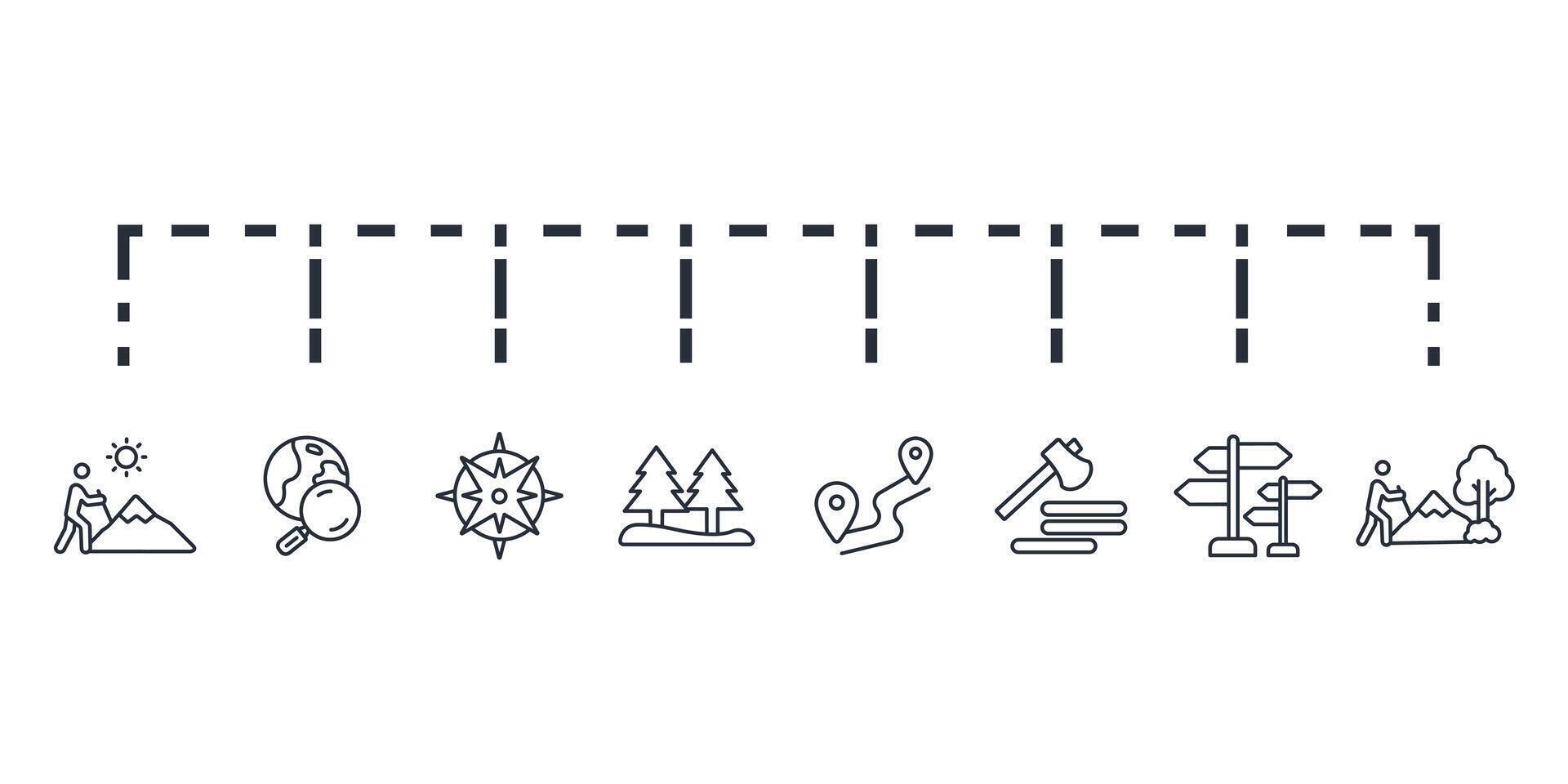 Adventure icon set.Editable stroke.linear style sign for use web design,logo vector