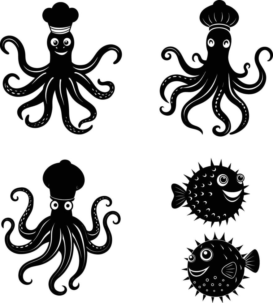 Cute and funny sea animels vector
