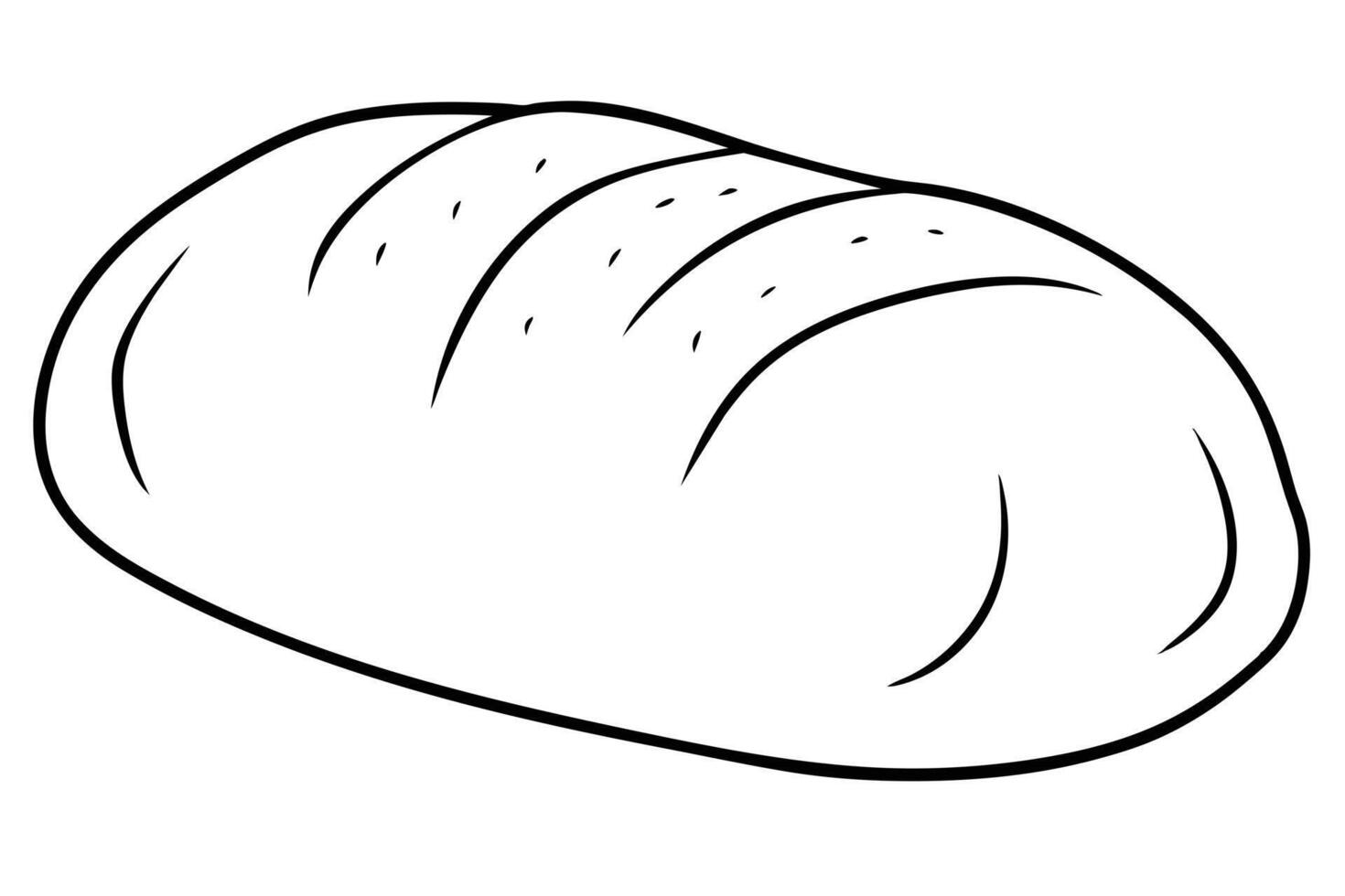 Simple Black and White Line Drawing of a Loaf of Bread vector