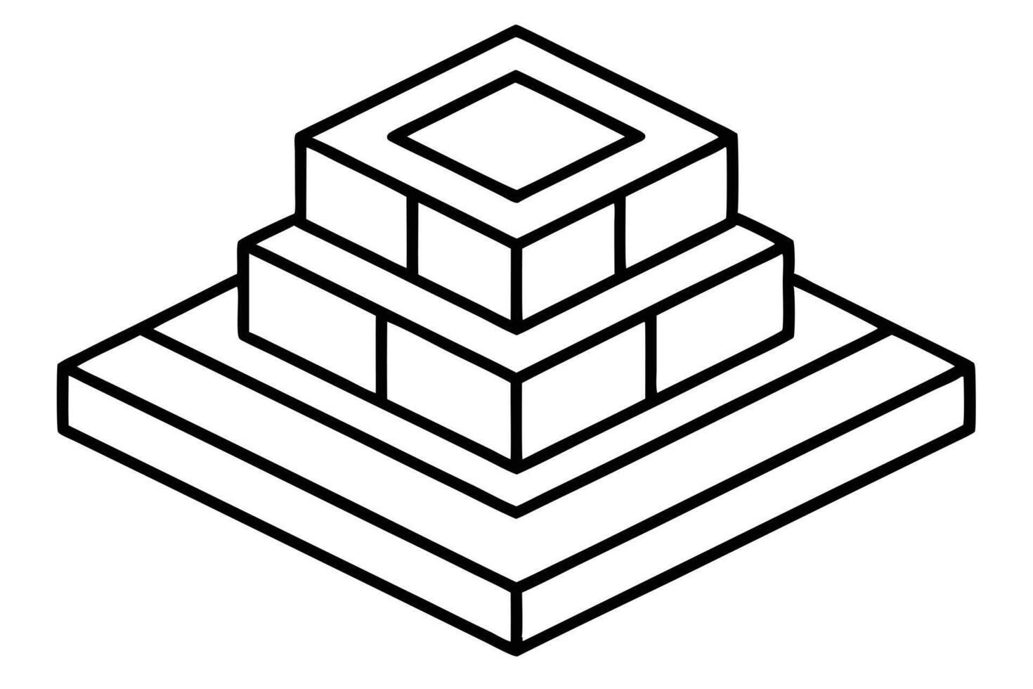 Simple graphic of a tiered structure built from blocks. vector