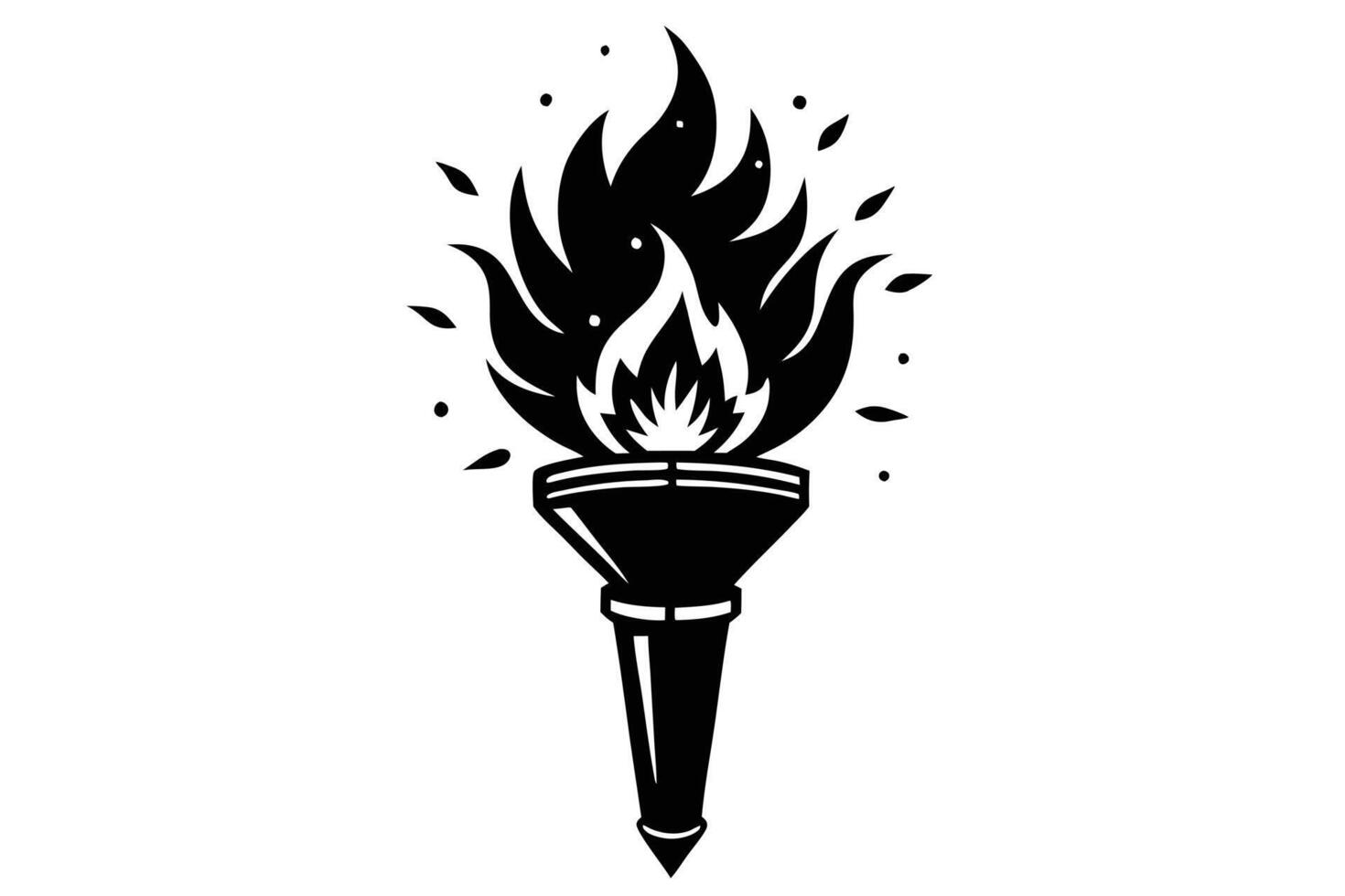 Bold Black and White Torch Icon vector