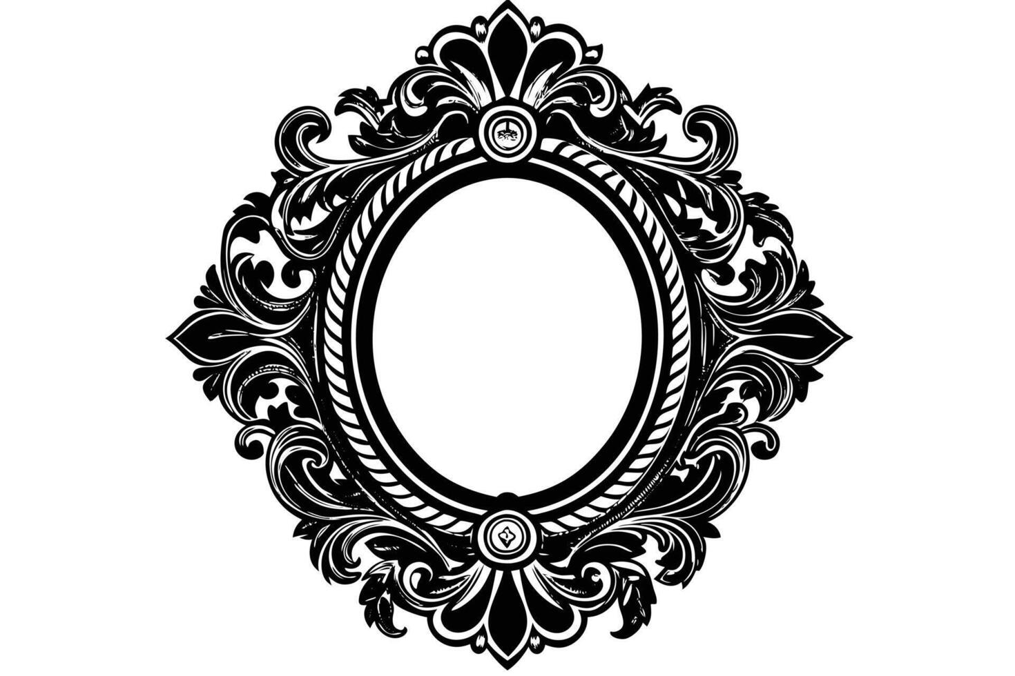 Ornate Black and White Frame Design for Decorative vector