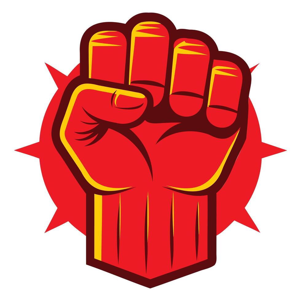 Powerful Red Hand Fist Illustration vector