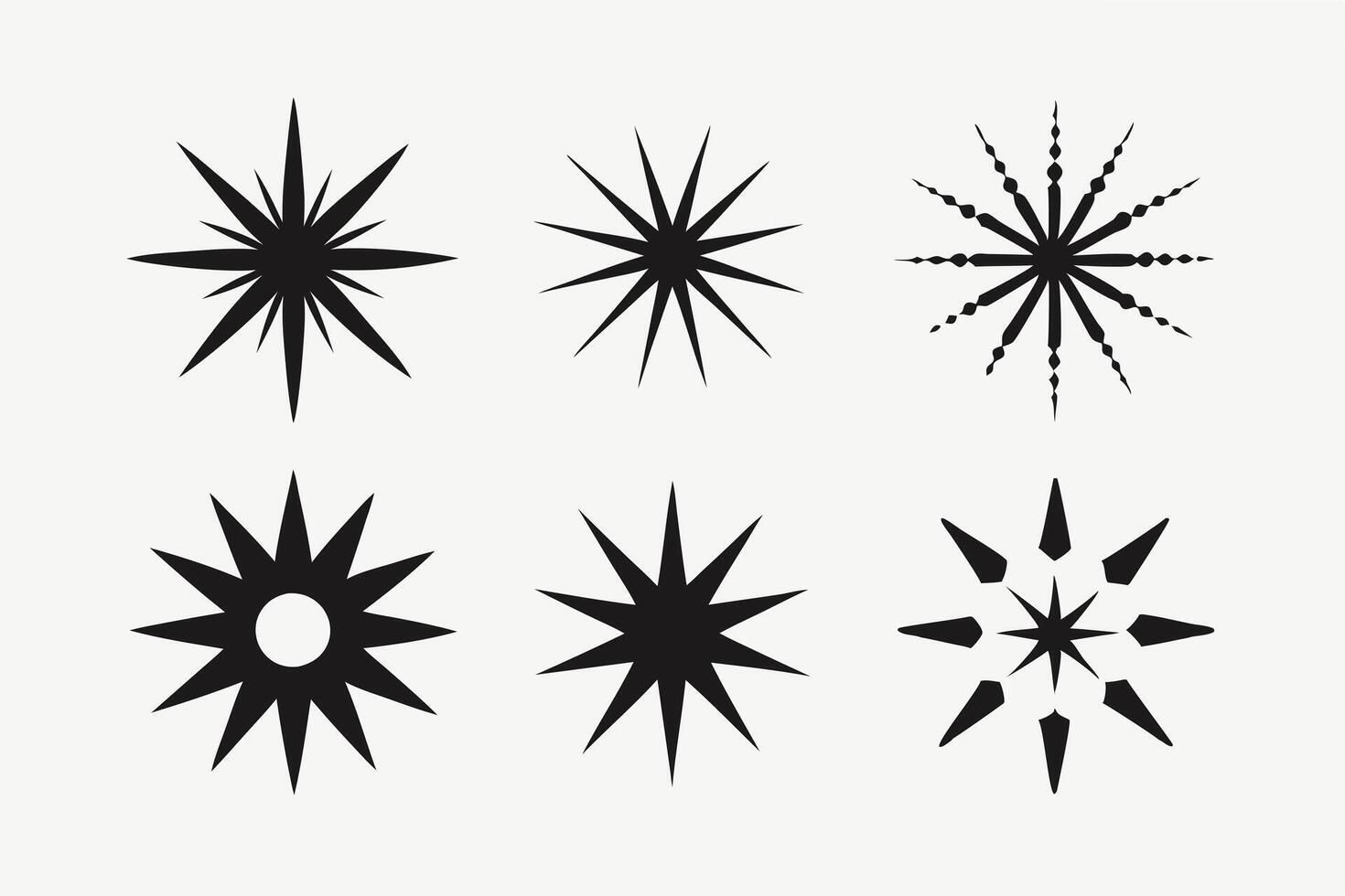 Six Starburst Icons Set Against a Light Background vector