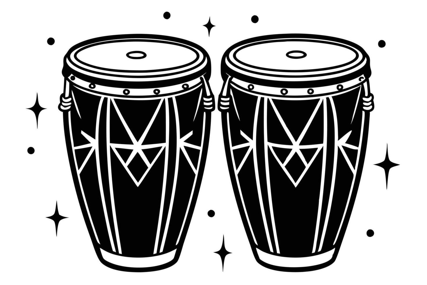 Traditional Drums in Monochrome Illustration vector