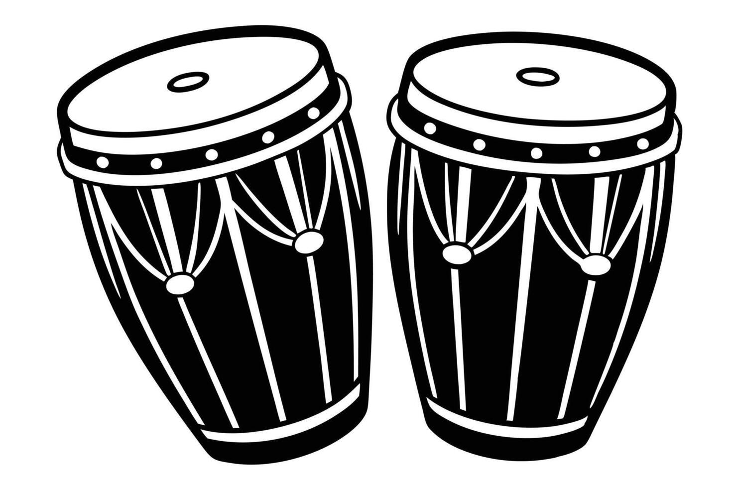 Pair of Traditional Drums in Monochrome Illustration vector