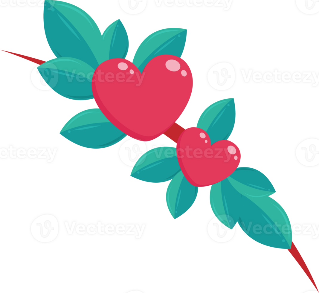 illustration of a pink flower heart shape with leaves png