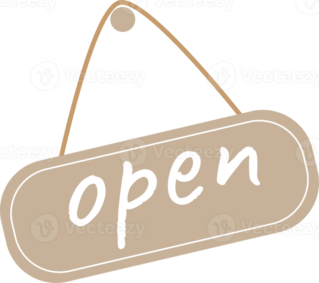 A hanging open sign welcomes customers to the sale png