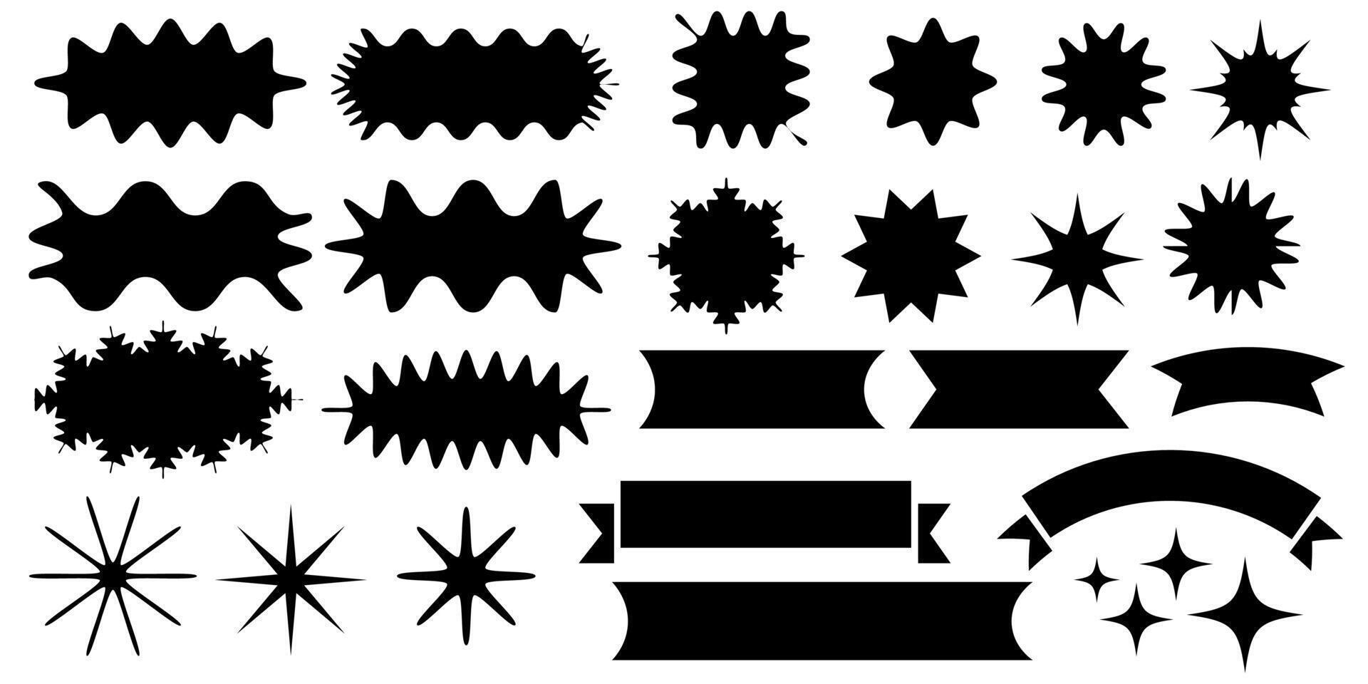 Abstract geometric shape silhouettes, black brutalism forms vector