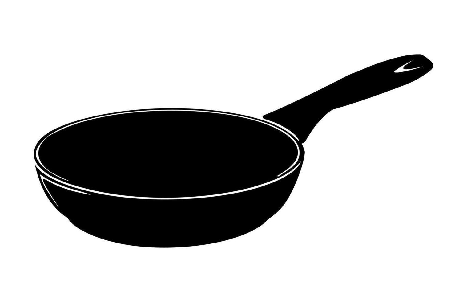 Frying Pan Silhouette Clipart isolated on white background vector