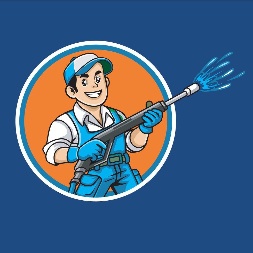 The mascot of a steam washer vector