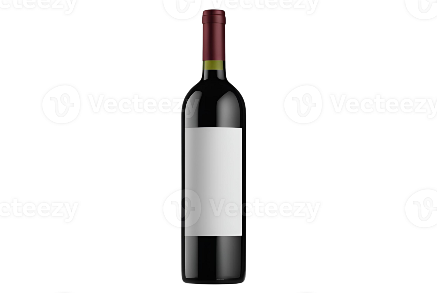 Red wine bottle with blank label mockup perfect for design presentation isolated transparent background png
