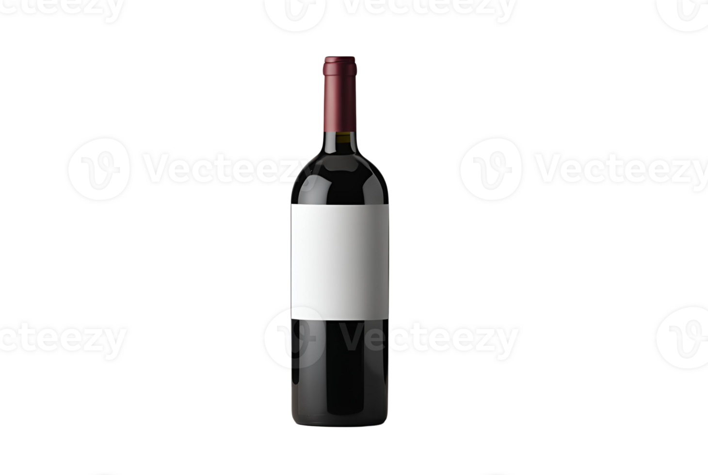 Red wine bottle mockup blank label studio shot isolated transparent background png