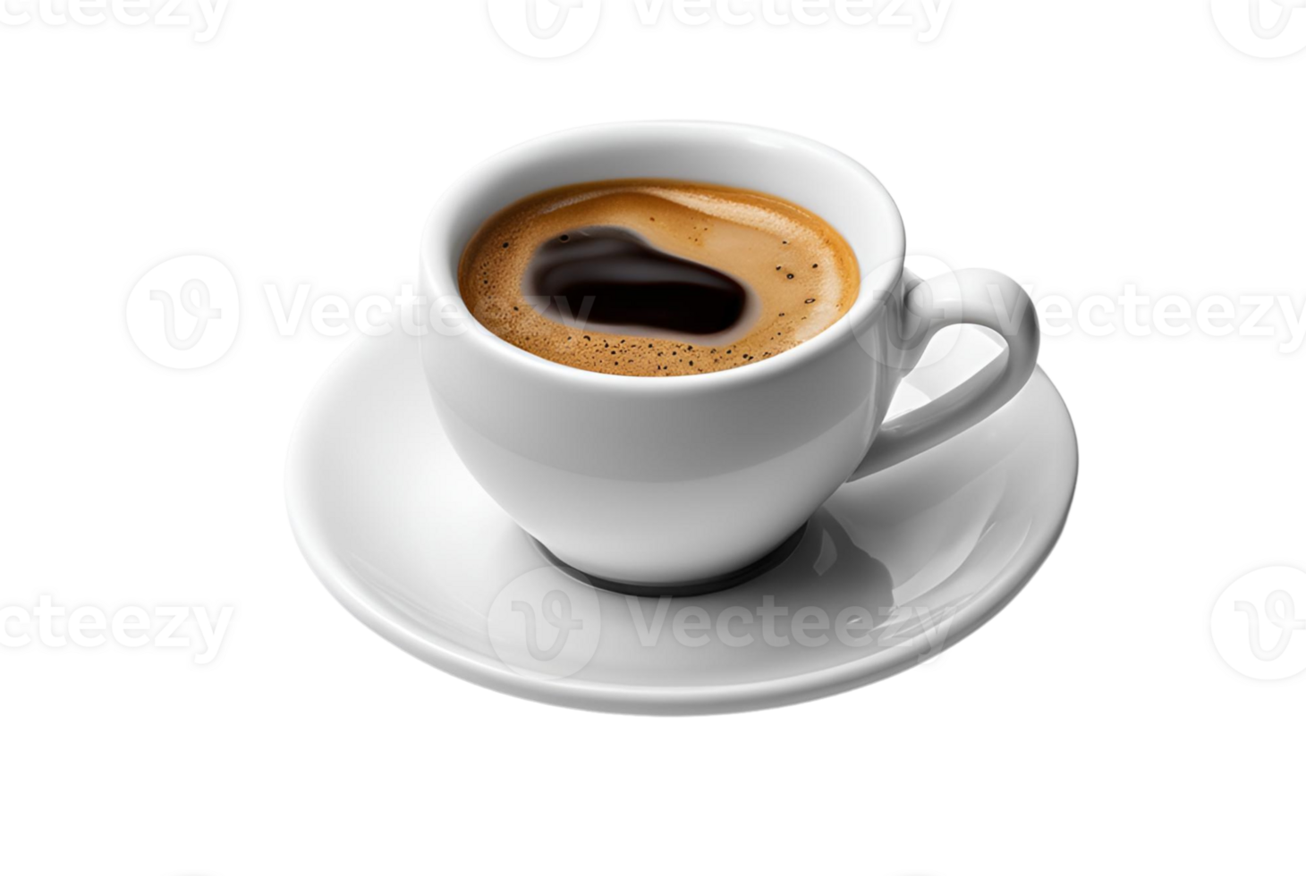 Aromatic Espresso Coffee in White Cup and Saucer png