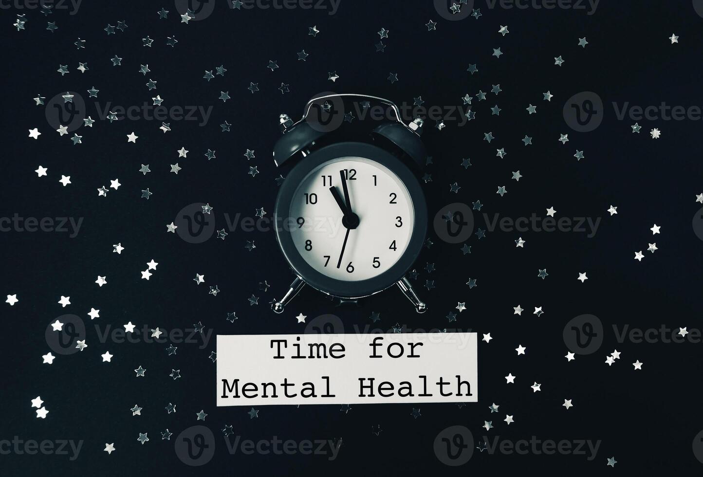 Black and white photo of a clock with the words Time for Mental Health