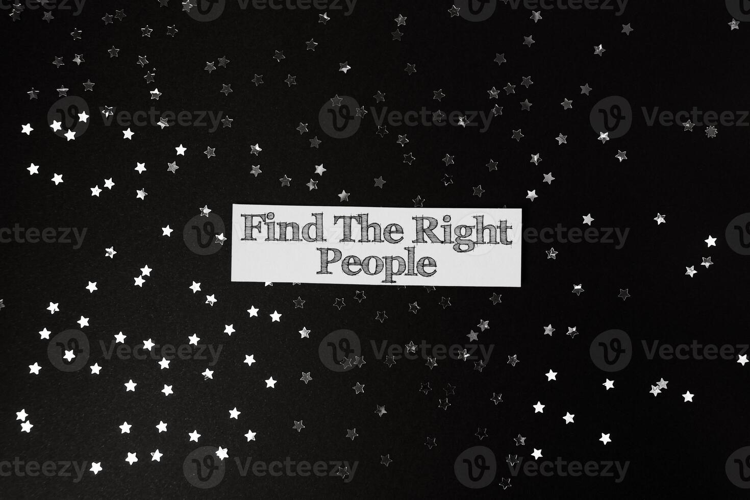 Black background with a white text that says find the right people photo
