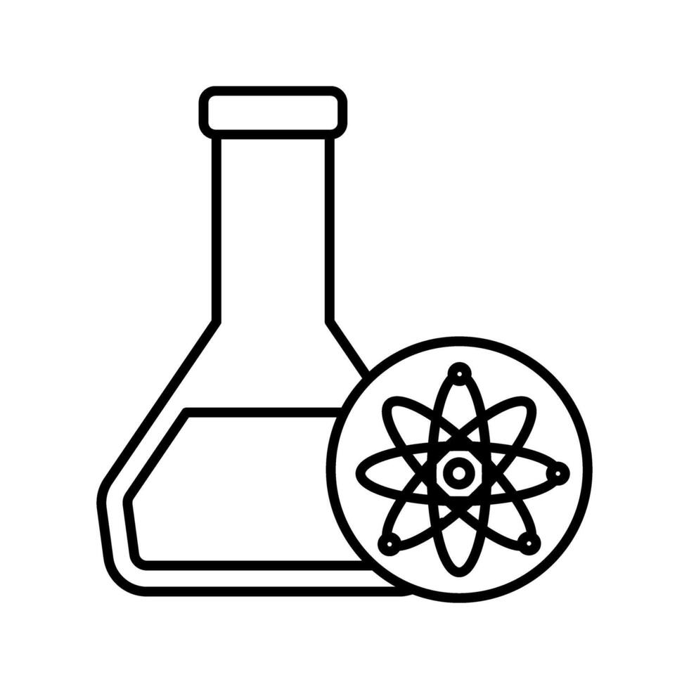 laboratory flask with atom symbol icon vector