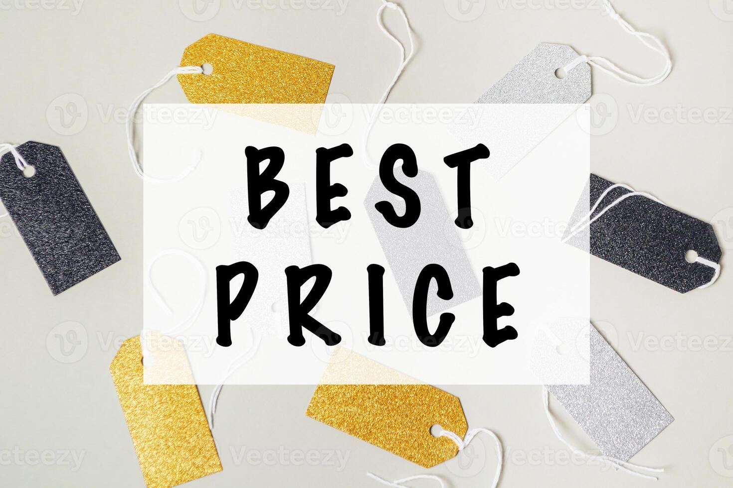 Bunch of tags with the word Best Price written on them photo