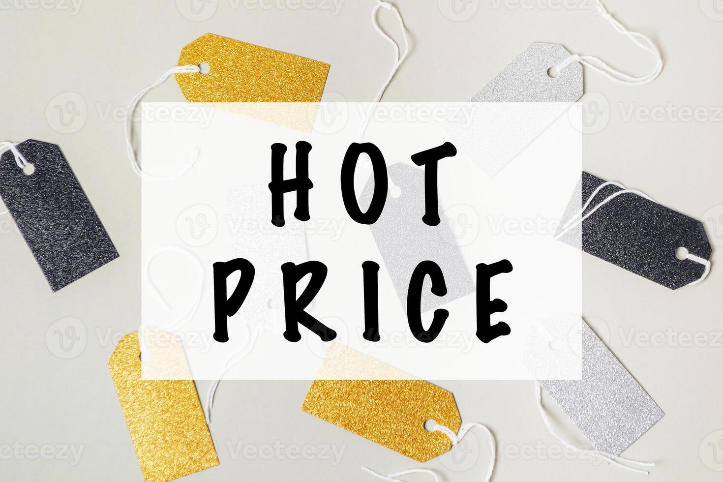 Bunch of tags with the word HOT PRICE written on them photo
