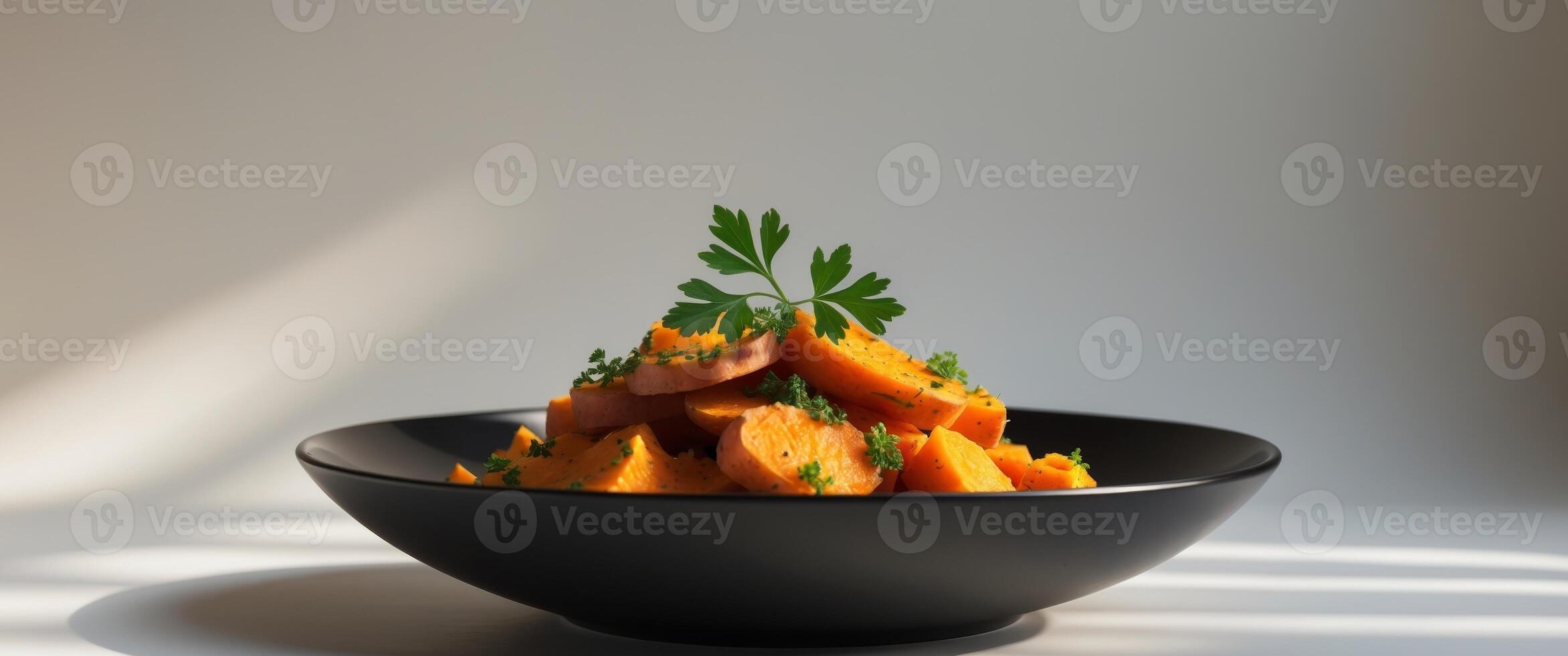 A bowl of carrots and parsley on a table photo