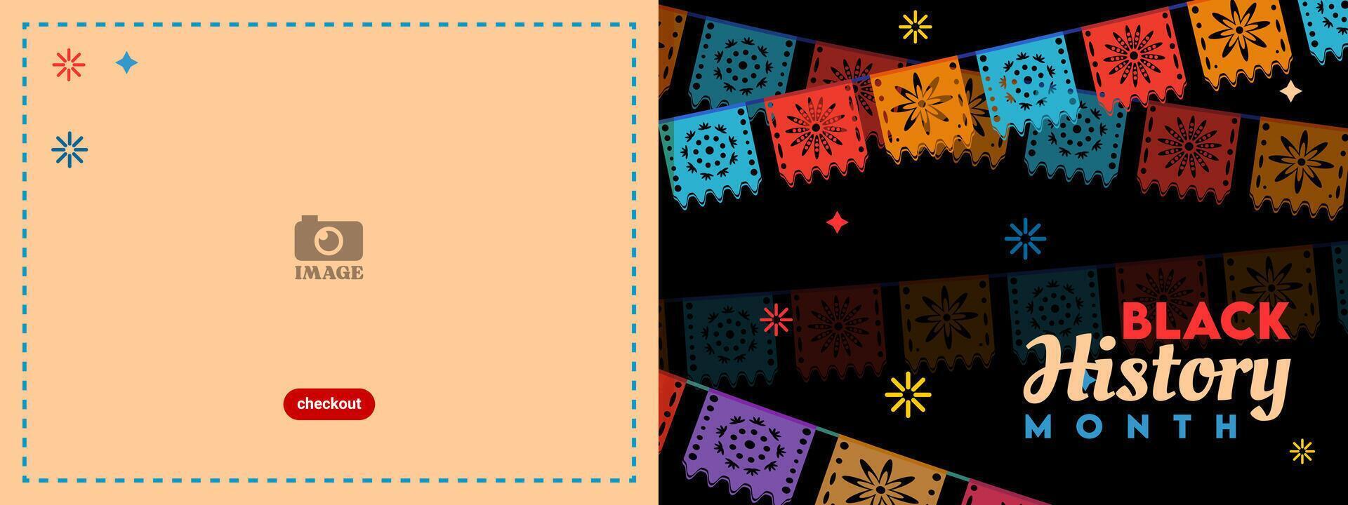 Black History Month banner. Template design vector