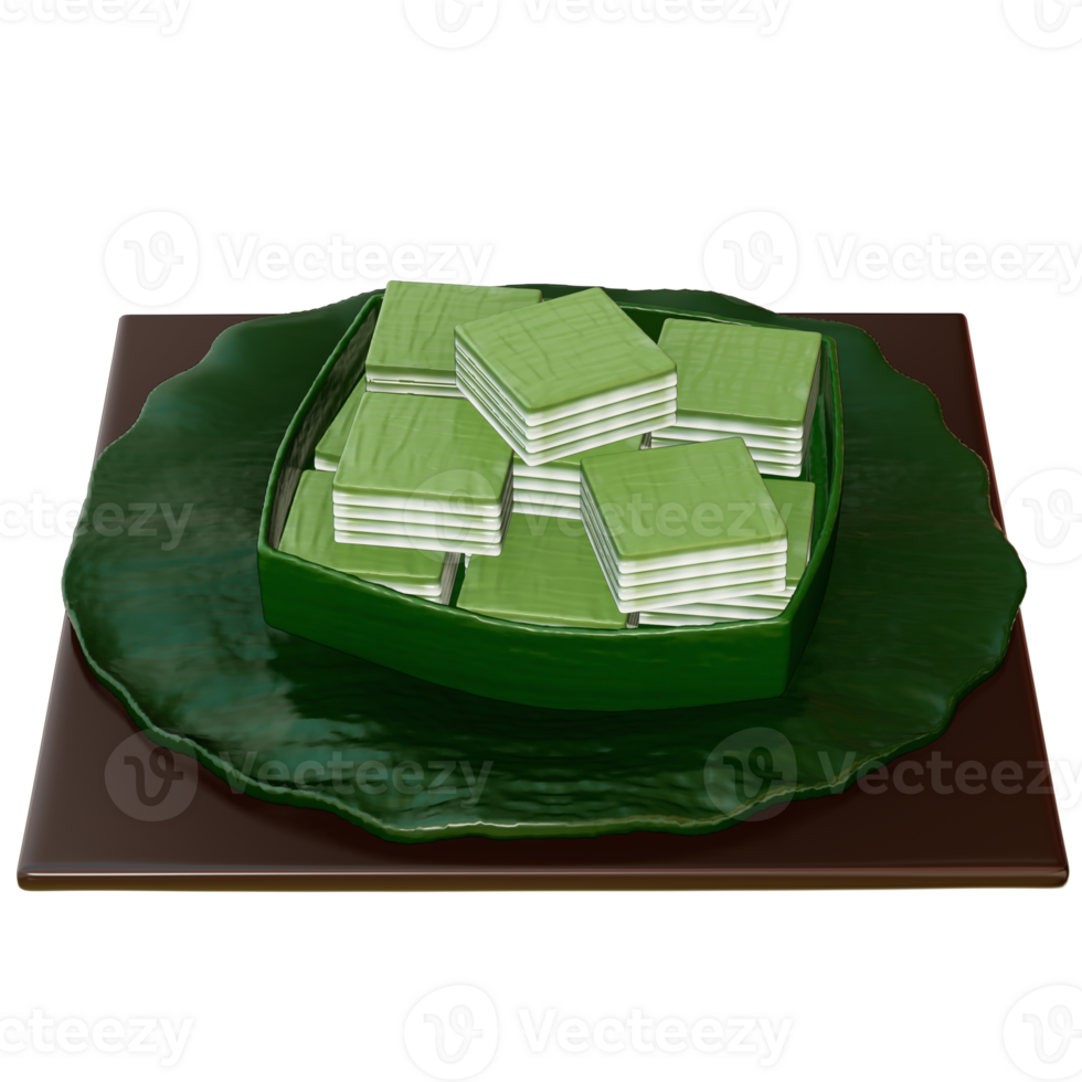 Thai Dessert , Streamed layer dessert On transparent background , 3D Rendering png