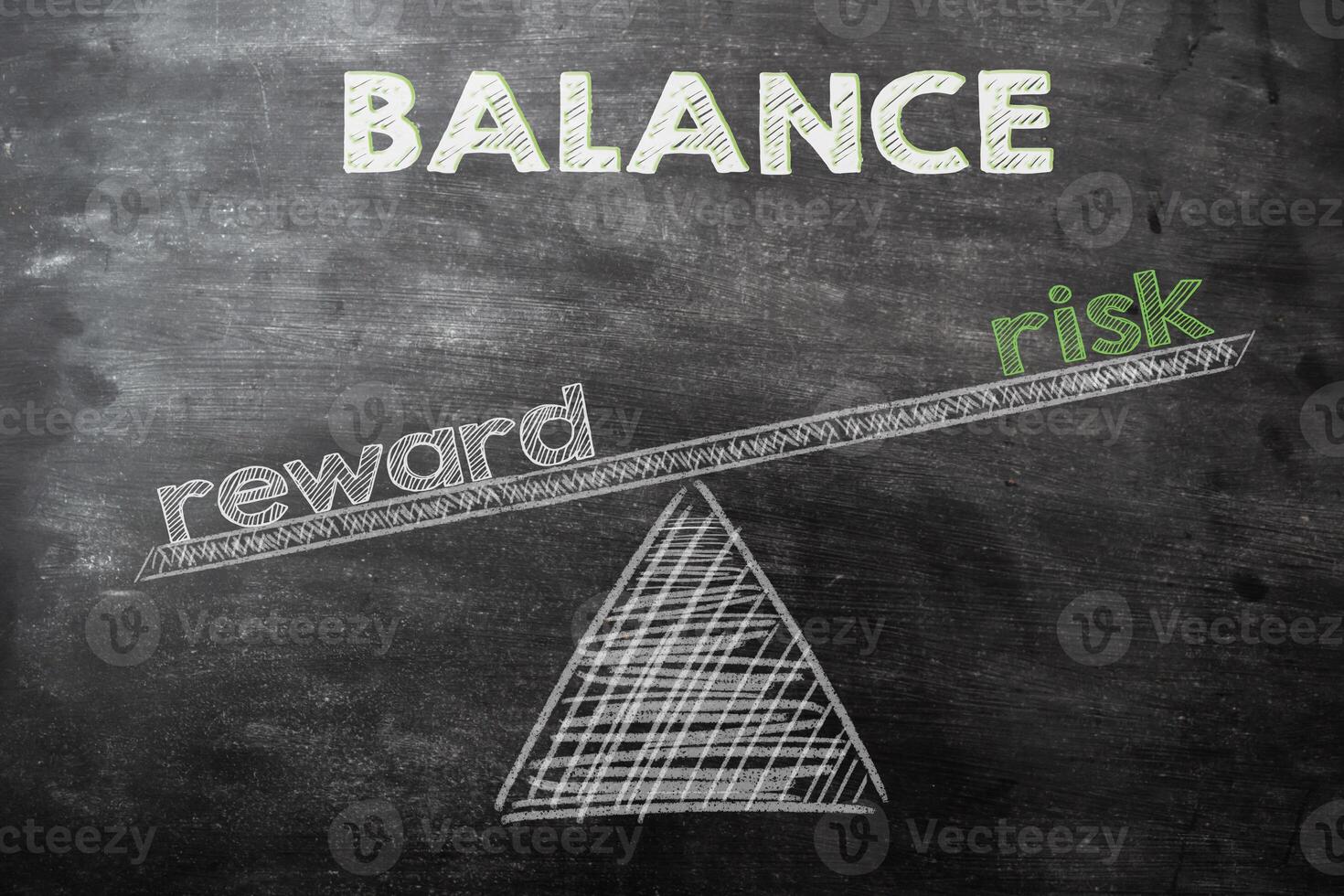 Composition with text Reward and Risk as mainstay of balance photo