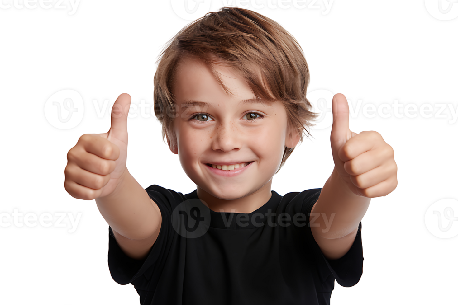 Happy Child Giving Two Thumbs Up isolated on transparent background png