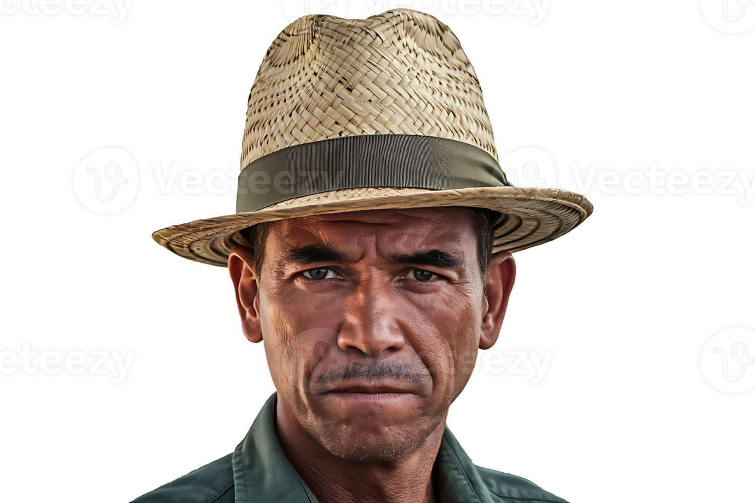 Portrait of a Man in a Straw Hat isolated on transparent background png