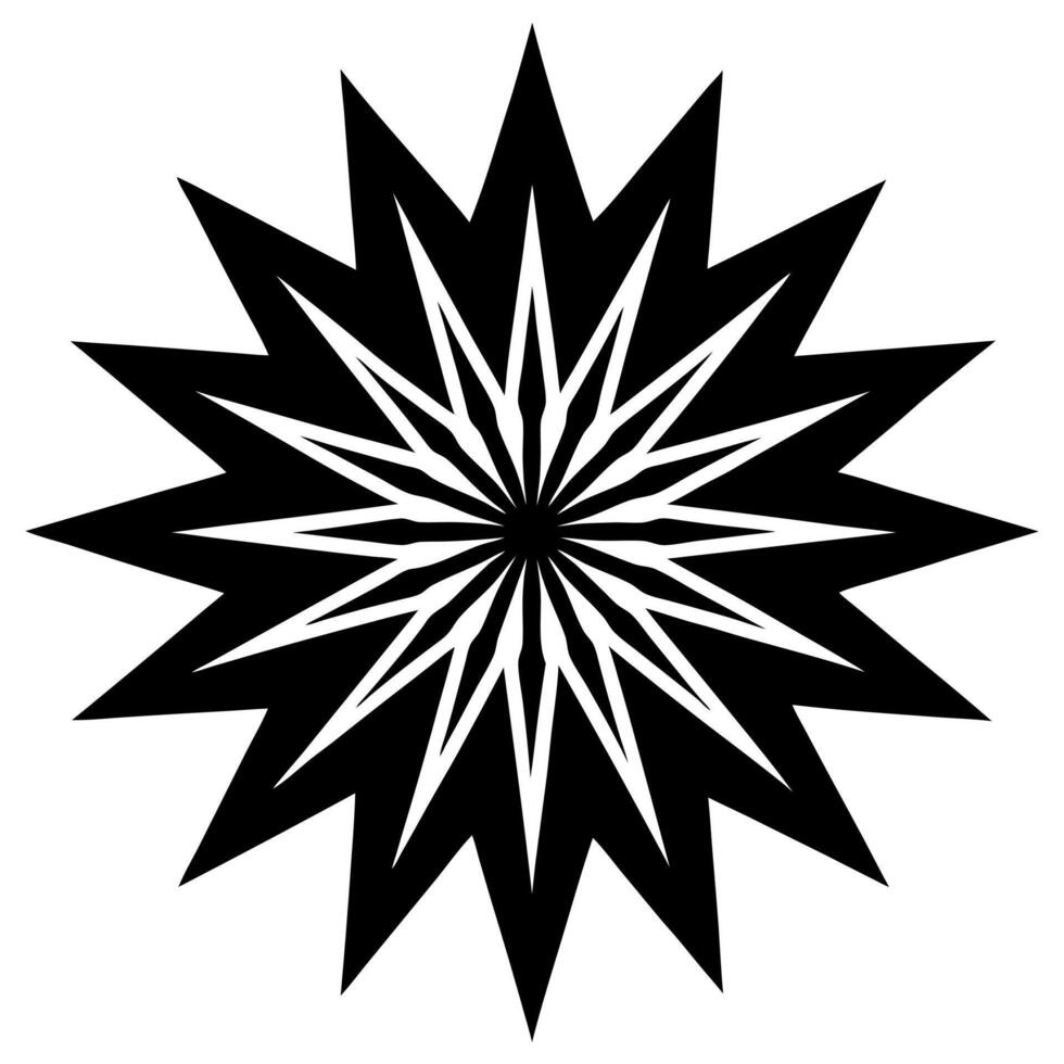 Starburst Inspired Floral Ornament Design with Vibrant Colors and Intricate Pattern vector