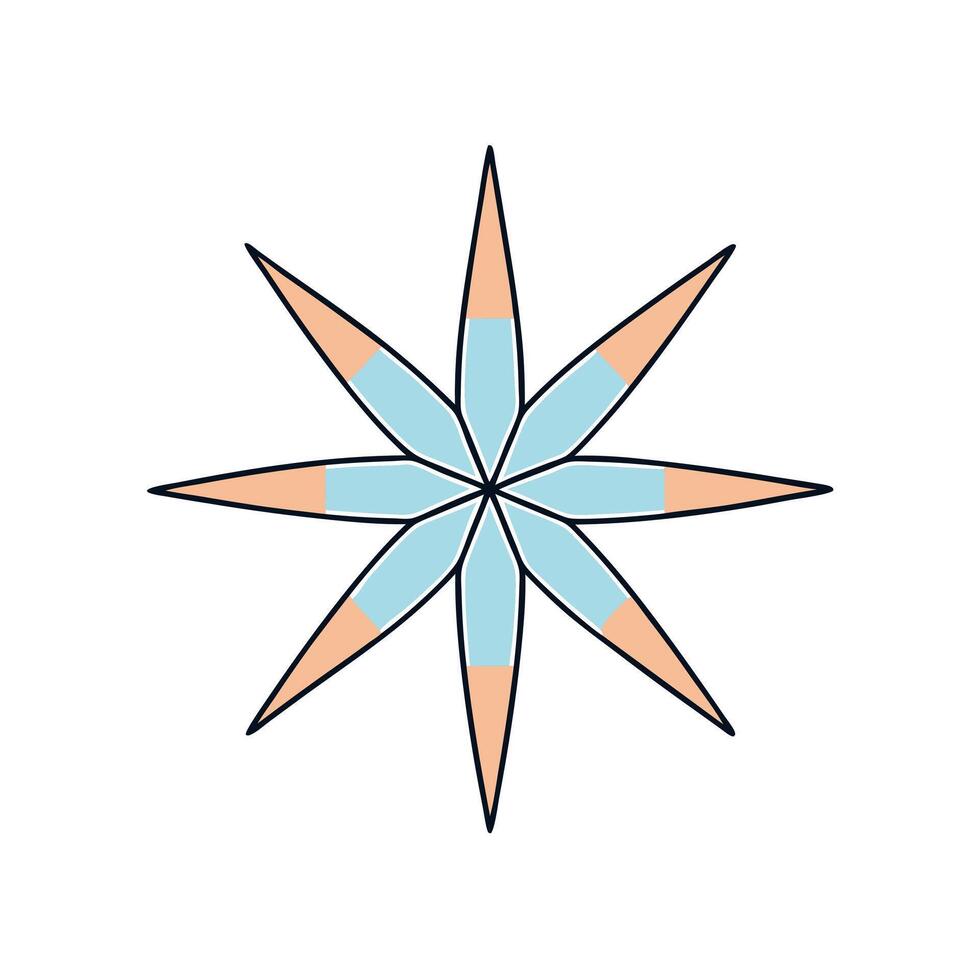 Starburst Inspired Floral Ornament Design with Vibrant Colors vector