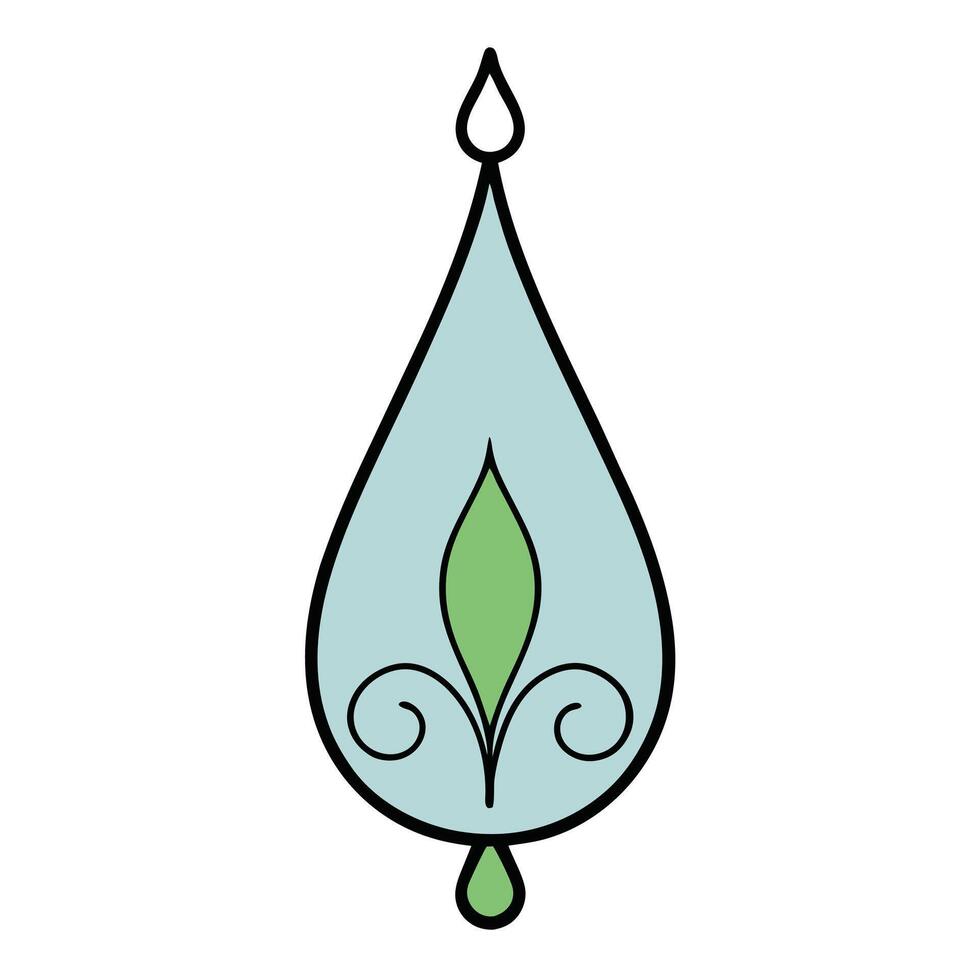 Teardrop Shaped Floral Design Intricate Detailing vector
