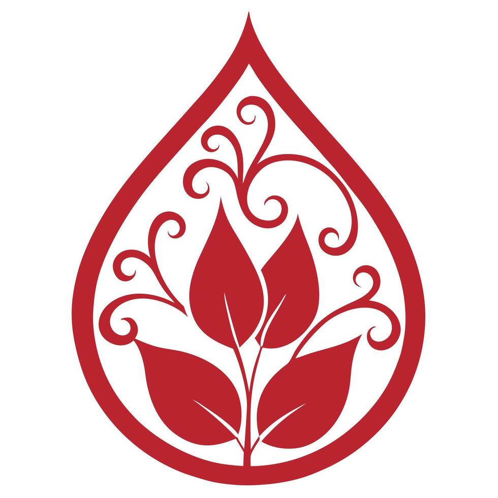 Teardrop Shaped Floral Design Elegant Intricate Detailing vector