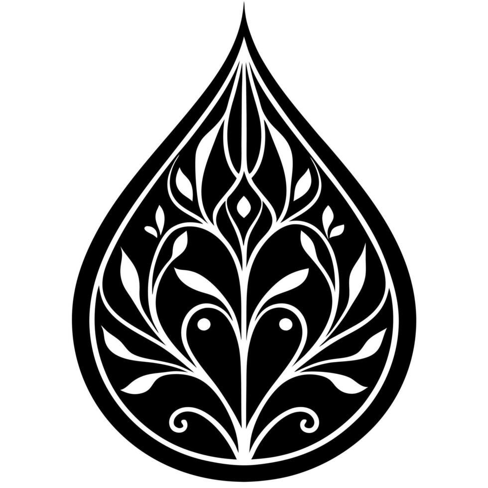 Teardrop Shaped Floral Ornament Design vector