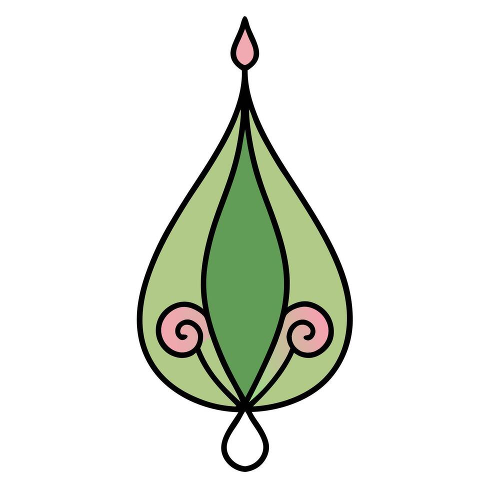 Teardrop Shaped Floral Ornament Design Elegant and Intricate Detailing vector