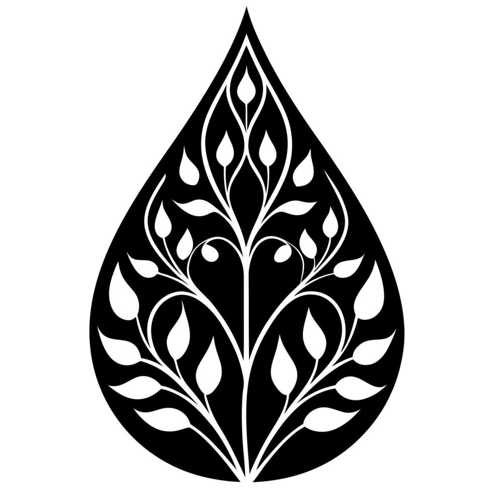 Teardrop Shaped Floral Ornament Design with Elegant and Intricate Detail vector